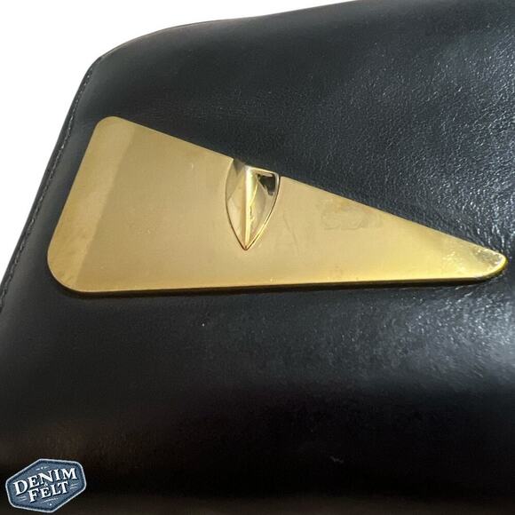 FENDI Black BUG BUGS EYE Calfskin Leather Long Zip Around Continental Wallet - Picture 3 of 16